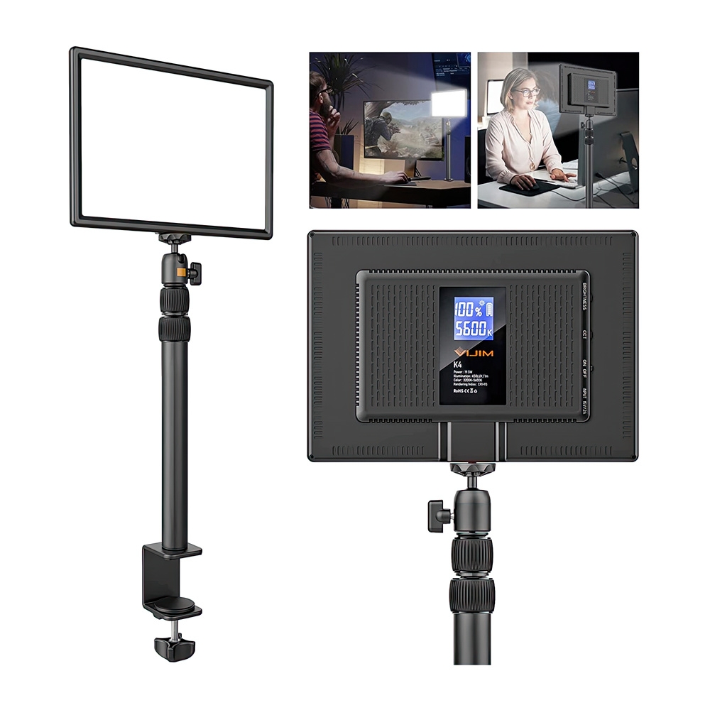 GIÁ ĐỠ KÈM ĐÈN LED LIVESTREAM KẸP CẠNH BÀN ULANZI VIJIM K4 - HÀNG NHẬP KHẨU