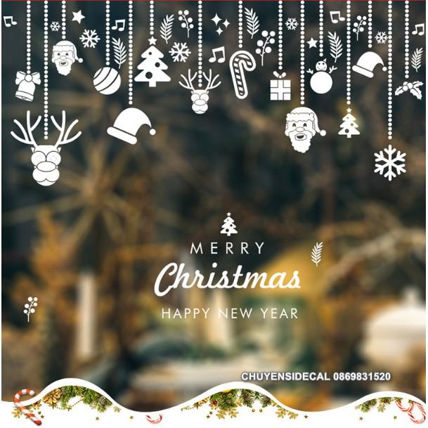 Decal trang trí tường Noel - Rèm dây Phụ Kiện kèm chữ 02