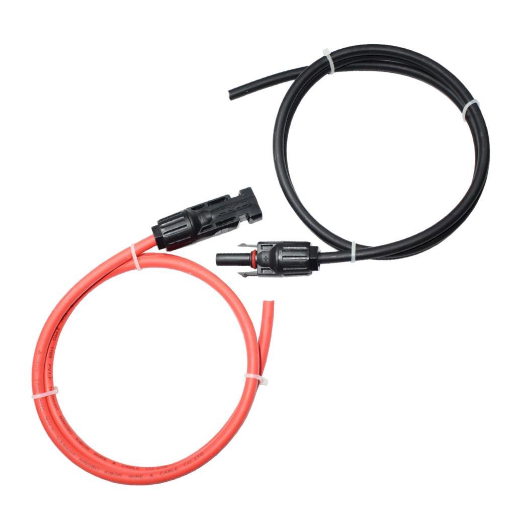 2Pieces 1M 10AWG Solar Panel Extension Cables w/ Female&Male Connector