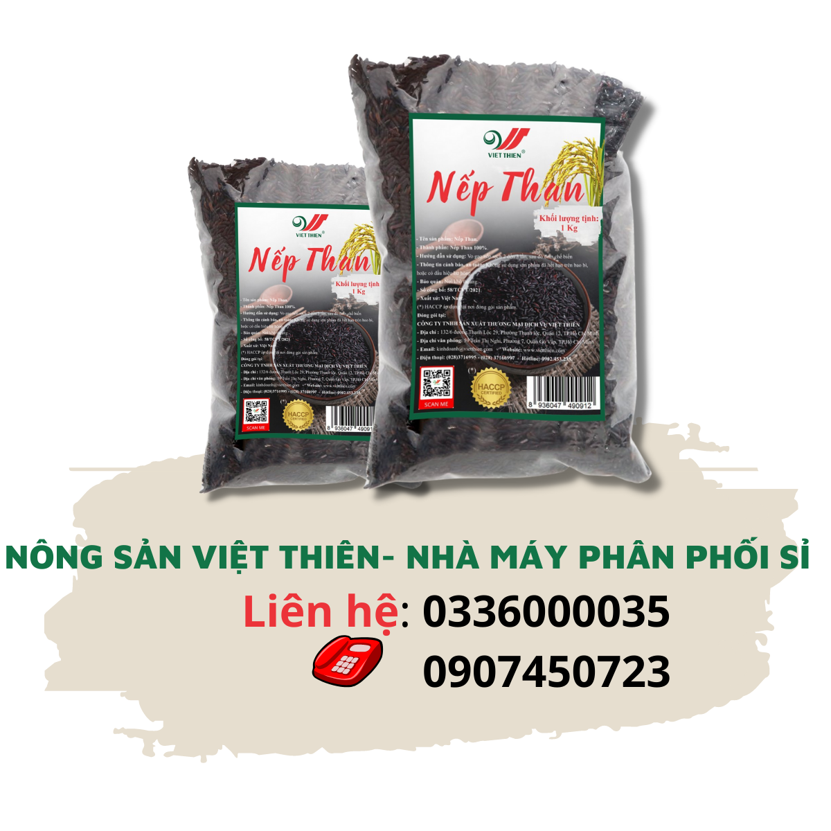 Nếp Than Việt Thiên 1kg, nhà máy sản xuất và phân phối nông sản Việt Thiên, giá rẻ