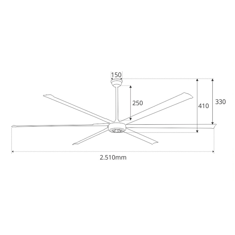 Quạt trần sải cánh lớn BLDC Sinwa SW100-ALU sải cánh 2.540mm/100&quot; (Hàng chính hãng)