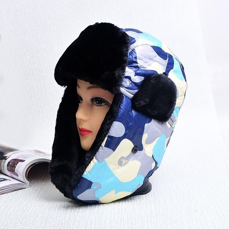 Máy Bay Ném Bom Nón Mùa Đông Nam Ấm Nga Ushanka Nón Tai Sập Pu Da Lông Thú Bẫy Bắt Nắp Earflap