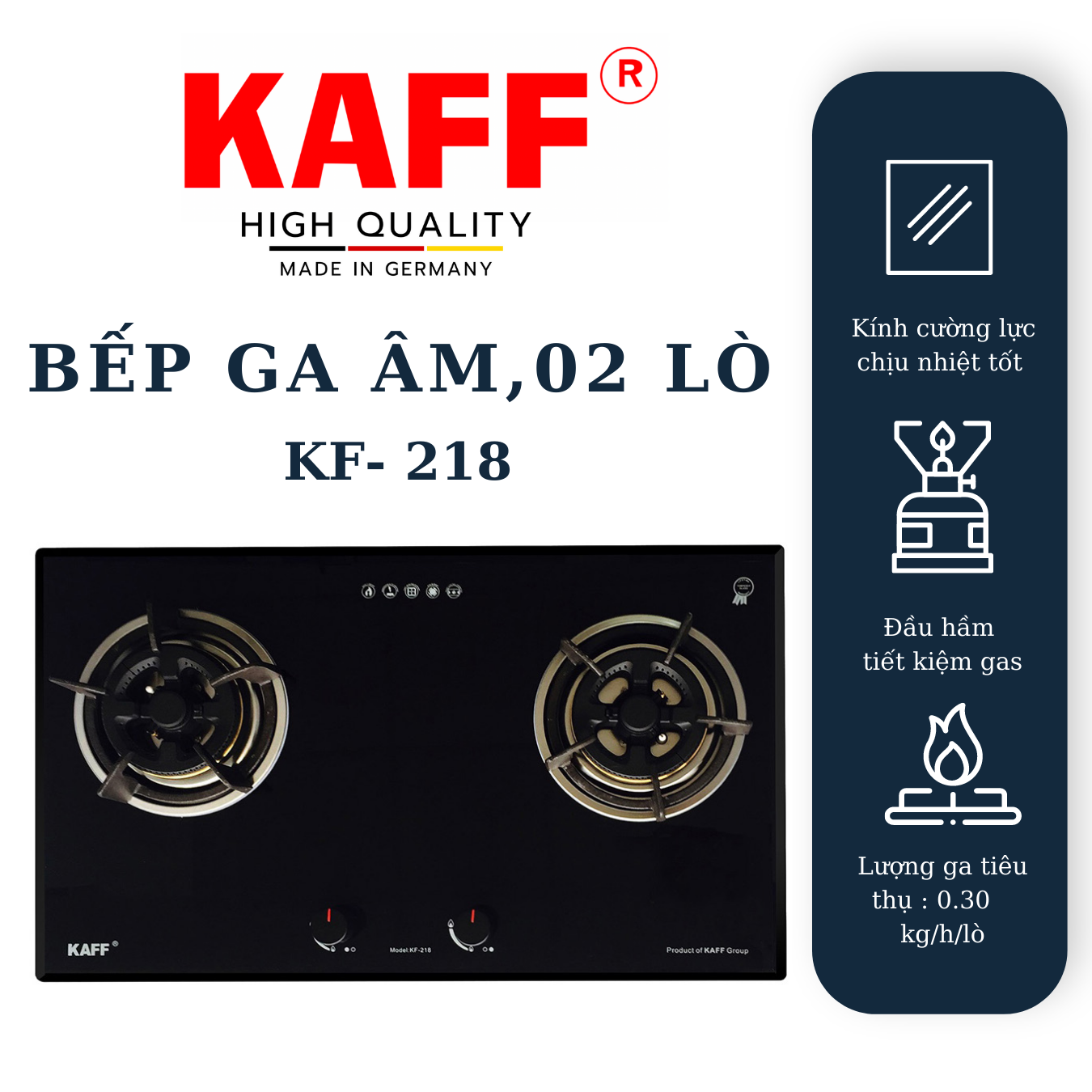 Bộ Bếp ga âm KAFF KF- 218 bao gồm: Bếp ga + chảo chống dính cao cấp + bộ van ga - Hàng chính hãng