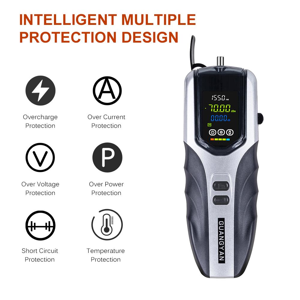 Handheld Optical Power Meter -70~+3dBm Rechargeable Optical Power Tester Portable Digital Mini Light Power Meter with 7