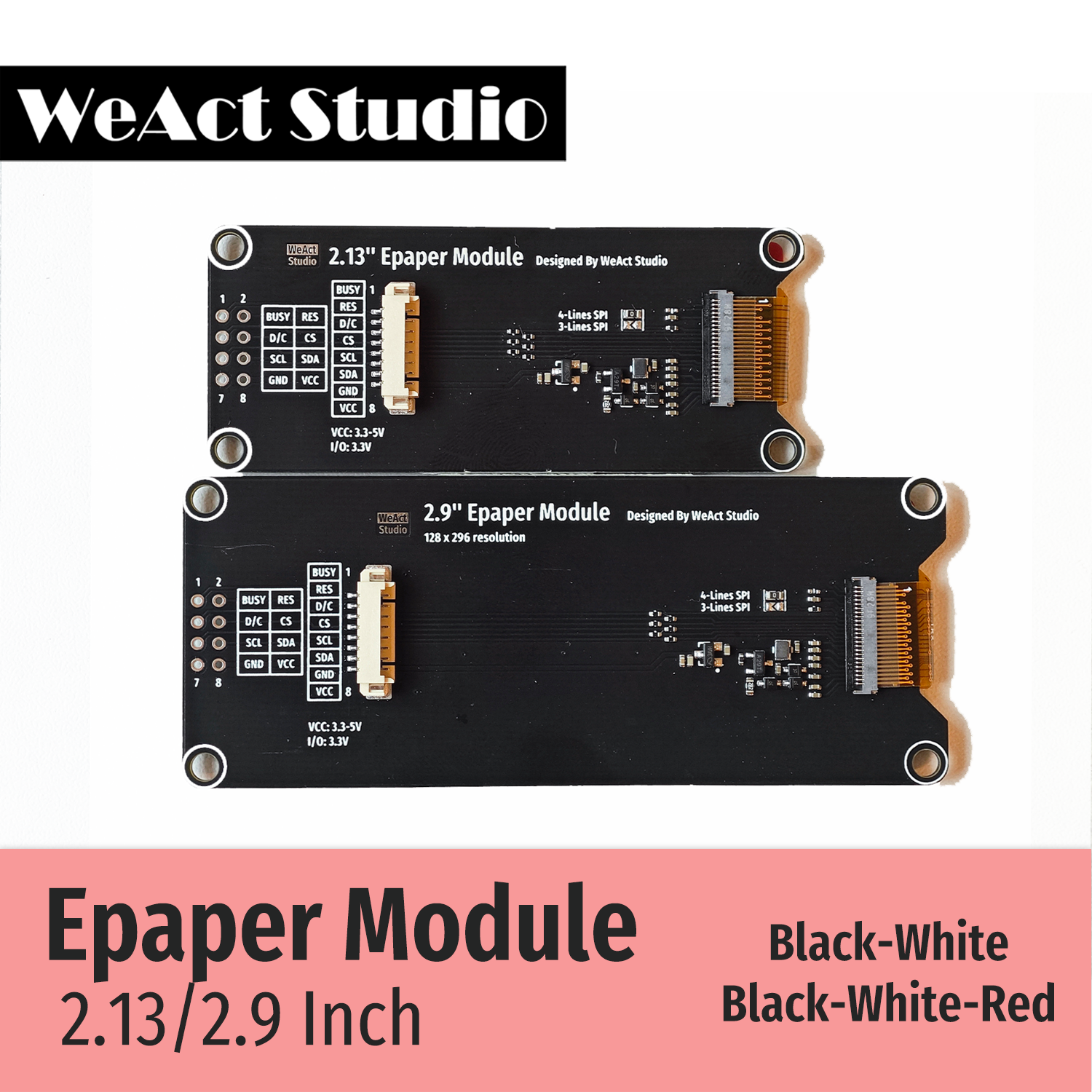 Weact 2.9 '' 2.13 "2.9 2.13 inch Mô-đun Epaper E-Paper E-Onk Eink Màn hình SPI Black-White Black-White-Red