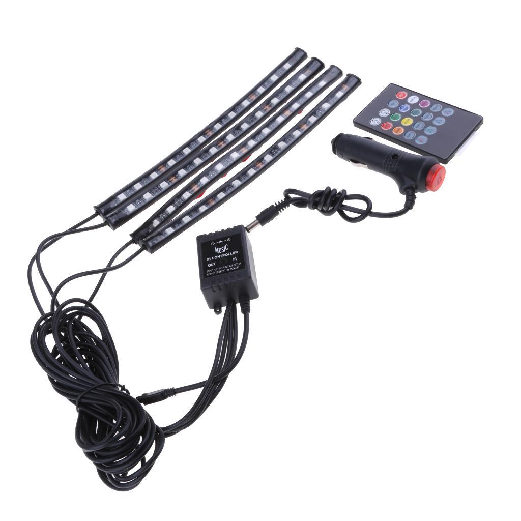 RGB LED Strip Light Remote Sound Control Car Interior Atmosphere Lights