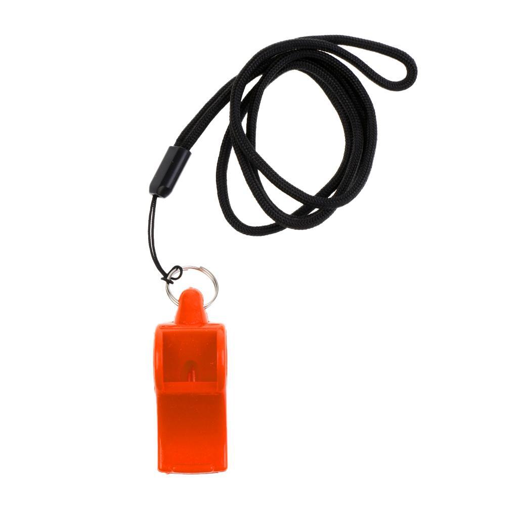 2 Pieces/ Set Durable Plastic Emergency Survival Whistle with Neck Strap for Marine Boat Kayaking Safety Outdoor Sports Camping Hiking