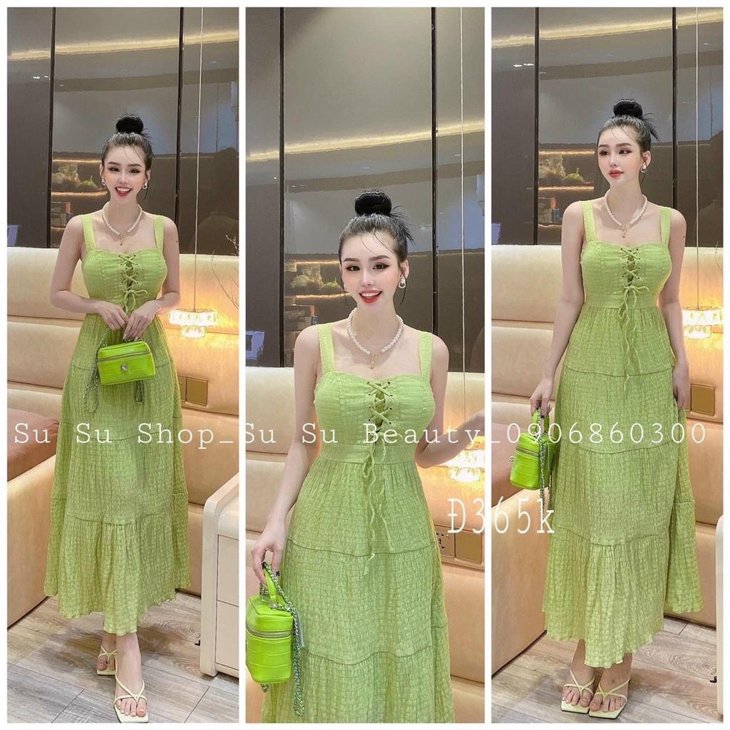 Đầm maxi hai dây hở lưng chất voan xốp siêu đẹp bkfrreship