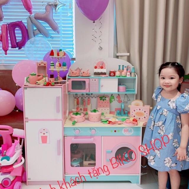 Đồ chơi bếp kèm tủ lạnh 101cm màu hồng