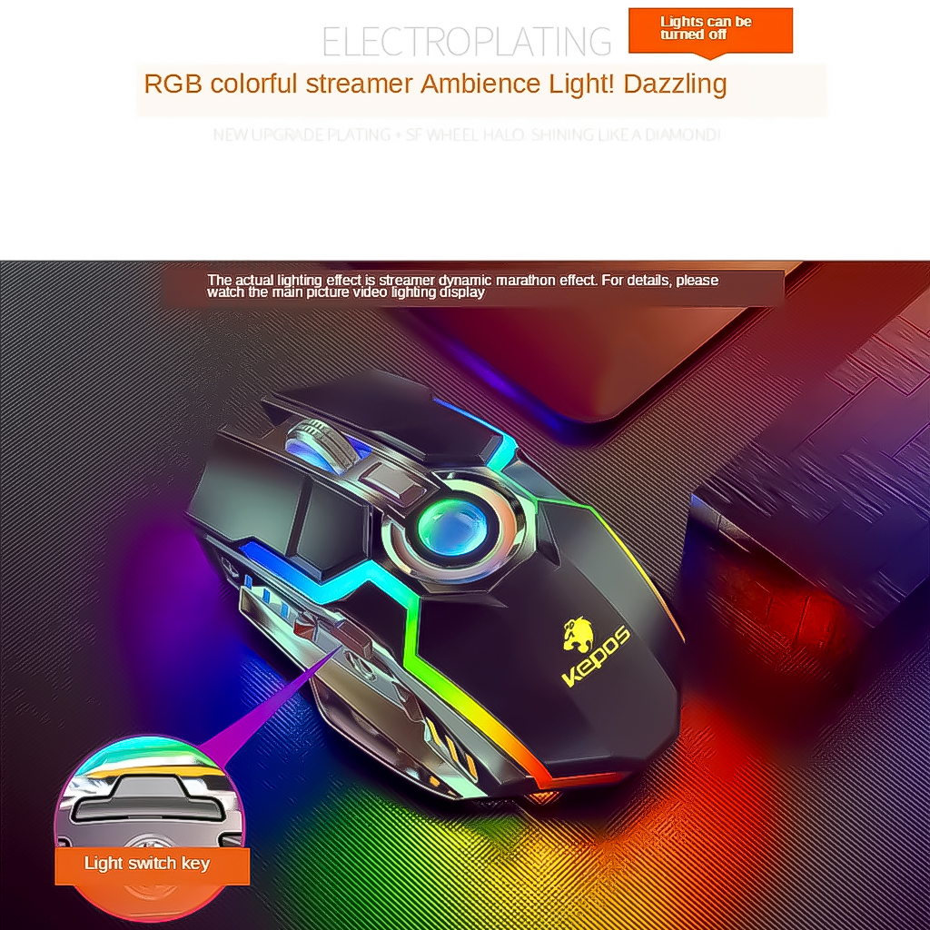 VINETTEAM Chuột Quang Không Dây Gaming Kepos G80 Led RGB 7 Màu Pin Sạc Dùng Siêu Trâu Chỉnh Được DPI - Hàng Chính Hãng