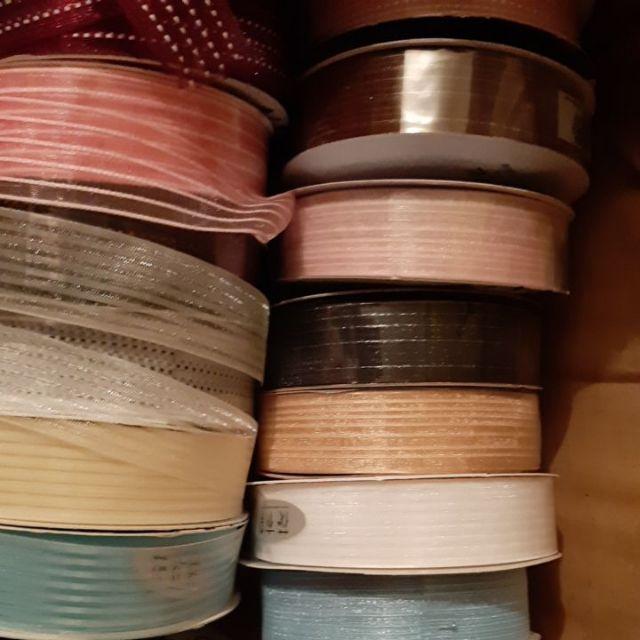 Ruy băng voan kẻ kim tuyến viền hàn cao cấp bản 25mm