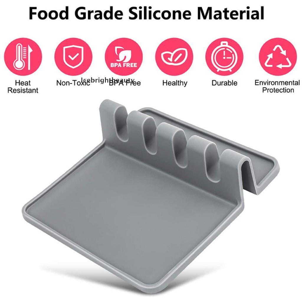 Icebrightbeauty Silicone Utensil Rest with Drip Pad for Multiple Utensils,BPA-Free Spoon Rest &amp; VN