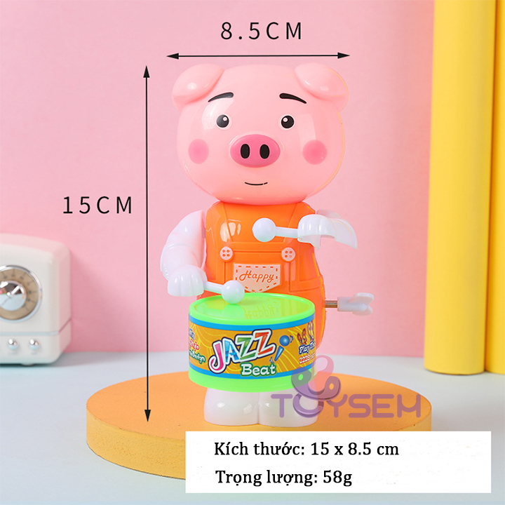 Đồ chơi chú heo đánh trống vặn dây cót - Đồ chơi trẻ em - Quà tặng sinh nhật cho bé