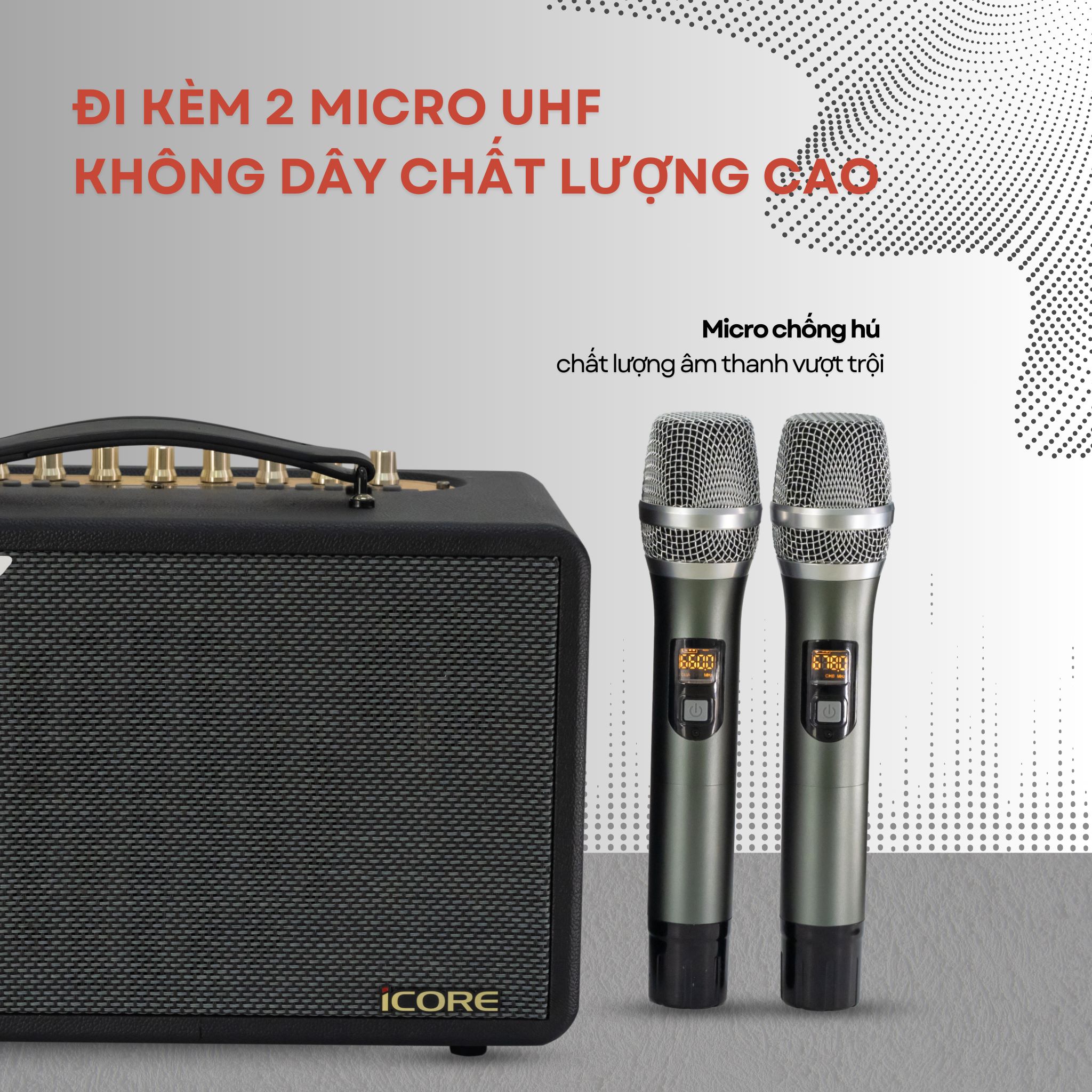Bộ Loa Karaoke xách tay iCore S6 kèm 02 micro - Hàng Chính Hãng