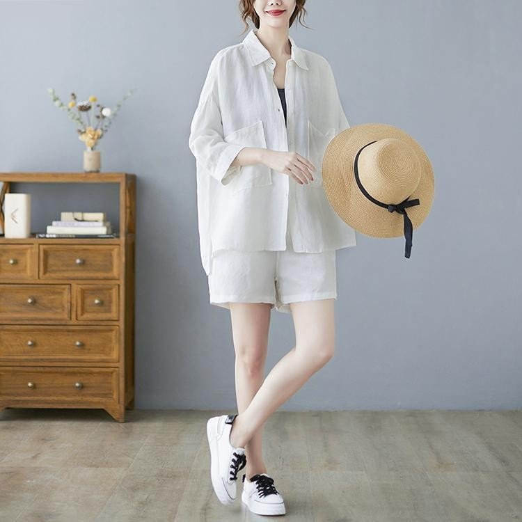 Set bộ sơ mi Linen đi chơi, đi biển xinh, mẫu mới mùa hè năm nay, phong cách cá tính trẻ trung