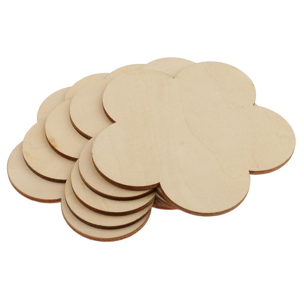 4-8pack Flower Shape MDF Unfinished Wood Pieces Blank Plaque Craft 100mm 5
