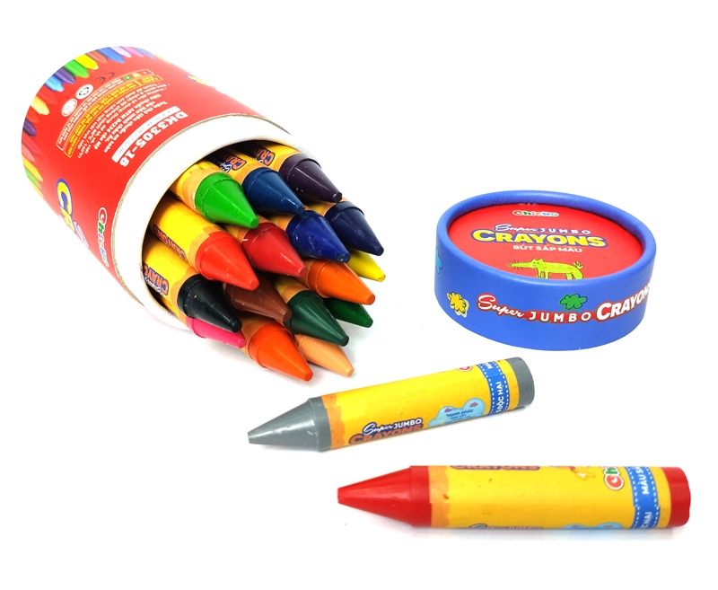 Bút Sáp Màu Chicko Super Jumbo Crayons (Hộp Tròn) - 18 Màu - DK3305-18