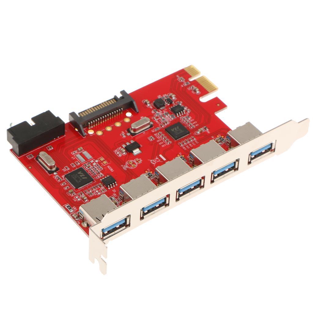 PCI-E to USB 3.0 5Port Expansion Card with 20 pin for Desktop
