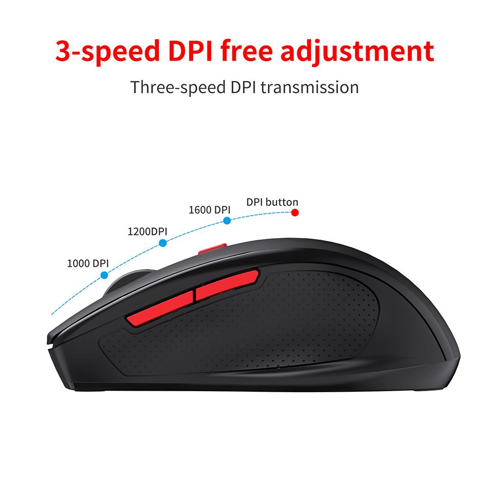 Chuột không dây HXSJ T67 BT3.0 / BT5.0 6 Chuột công thái học với DPI có thể điều chỉnh 3 mức cho PC