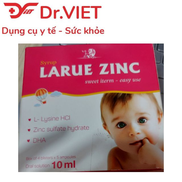 Siro Larue Zinc vị ngọt dễ uống giúp bổ sung kẽm cho cơ thể, nân cao sức đề kháng hộp 4 vỉ x 5 ống