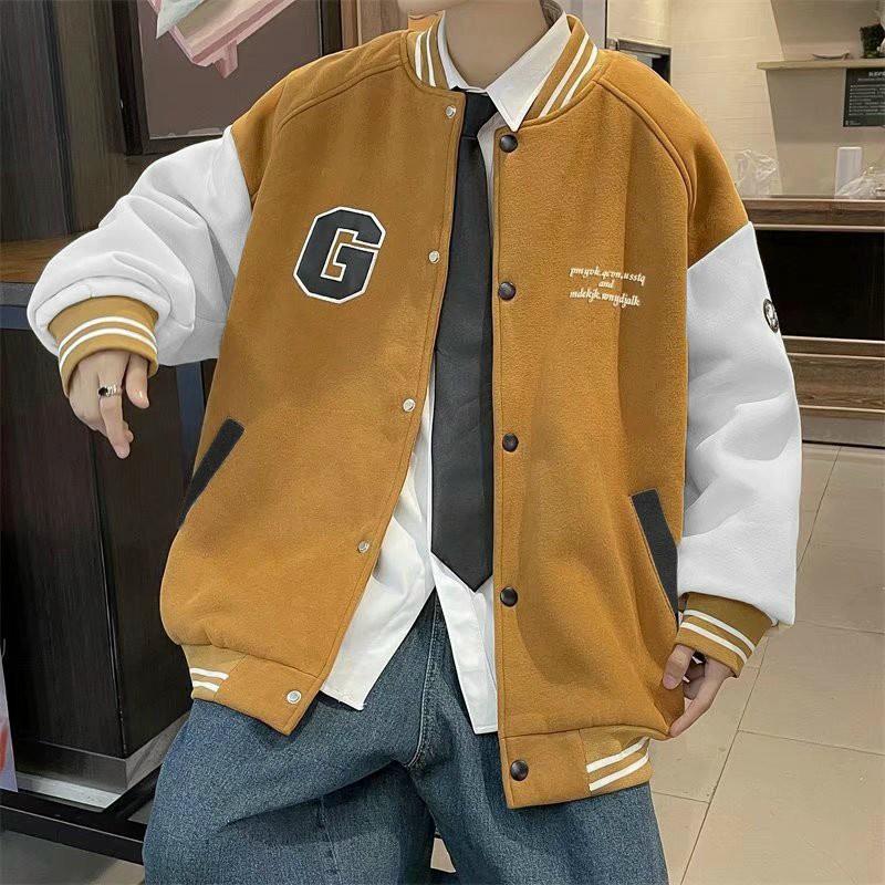 Free Ship - Áo Khoác Bomber Chất Nỉ Có Nút Bấm Phong Cách Nam Nữ Unisex Màu Đen Và Vàng Jess-KNP13 - Vàng Nghệ