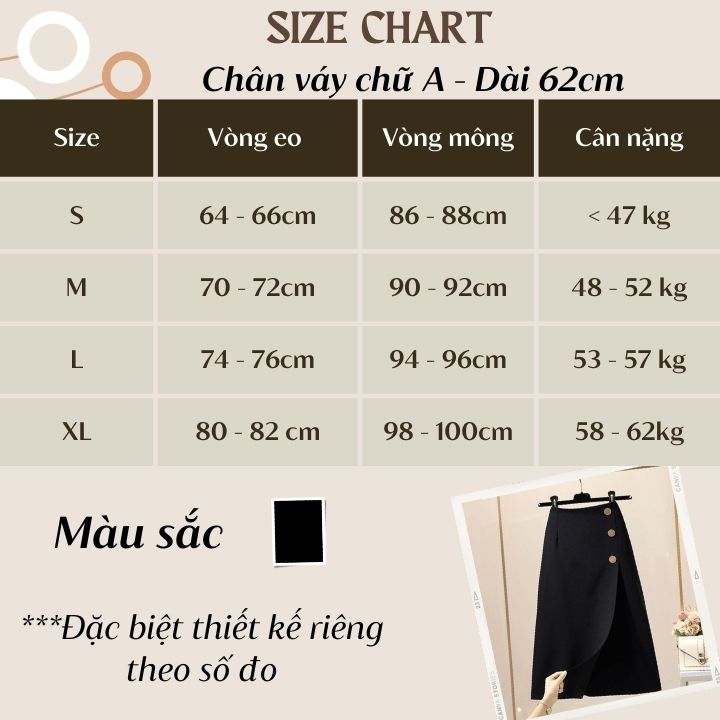 Chân váy nữ đẹp dáng chữ A dài qua gối phối nút trẻ trung chất vải co giản tốt SK0002