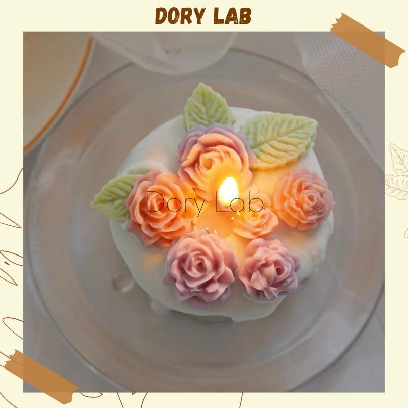 Nến Thơm Bánh Kem Hoa Hồng Handmade Không Khói, Quà Tặng Độc Đáo - Dory Lab