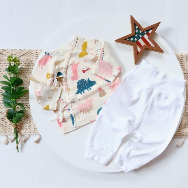 Bộ quần áo cột dây sơ sinh chất cotton mềm mịn thấm hút mồ hôi tốt - Bunnybaby