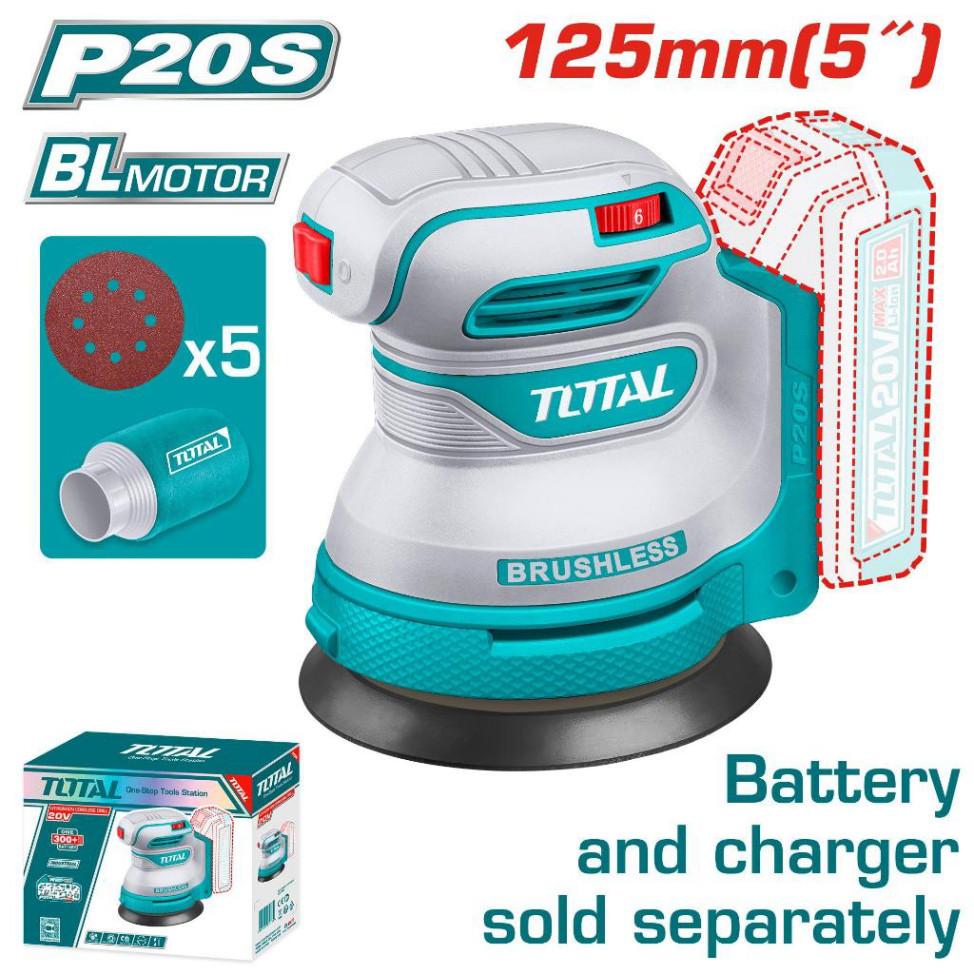 MÁY CHÀ NHÁM TRÒN KHÔNG CHỔI THAN DÙNG PIN 20V (KHÔNG KÈM PIN &amp; SẠC) TOTAL TROSLI2002 - HÀNG CHÍNH HÃNG