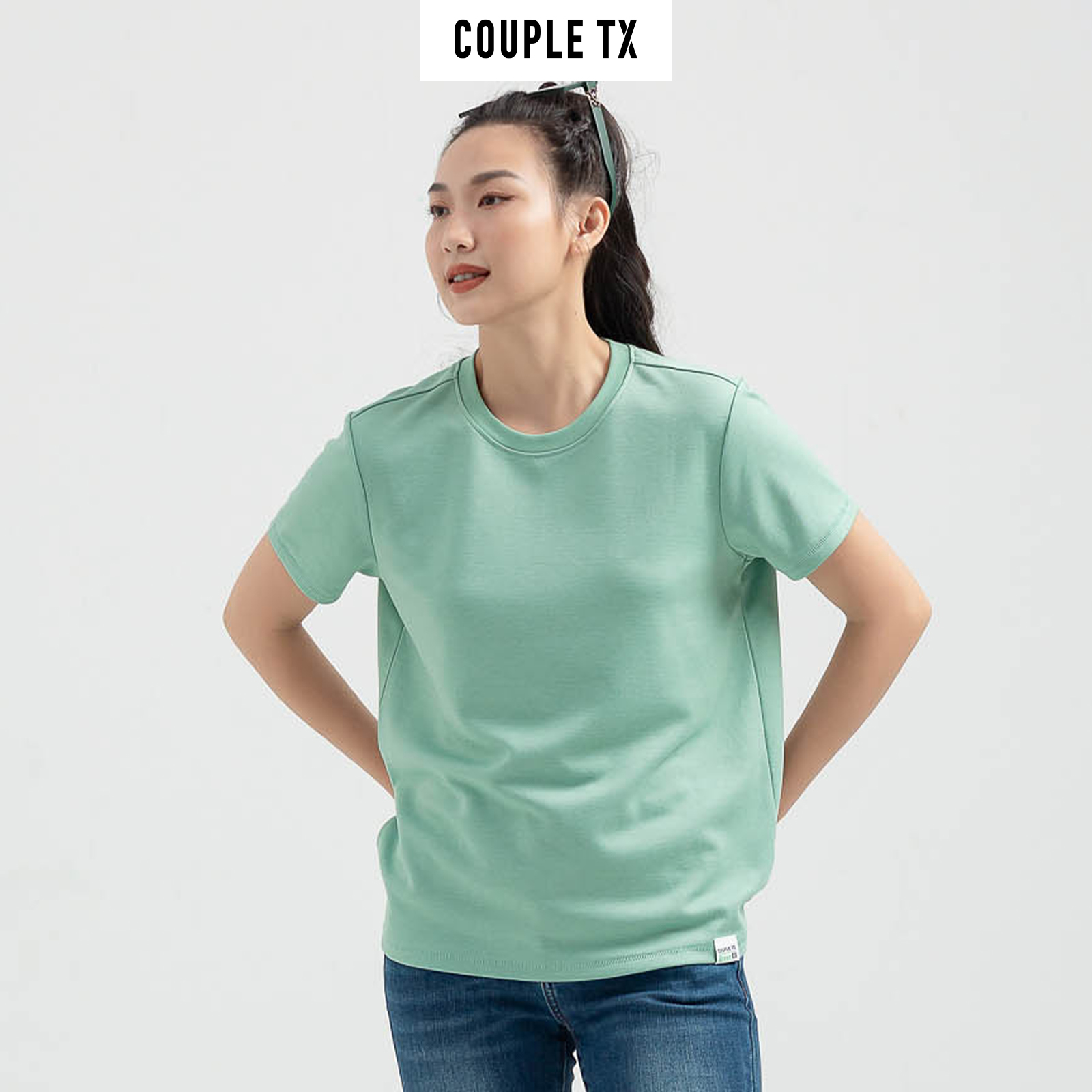 COUPLE TX - Áo Thun Nữ Green X cổ tròn WTS 2176