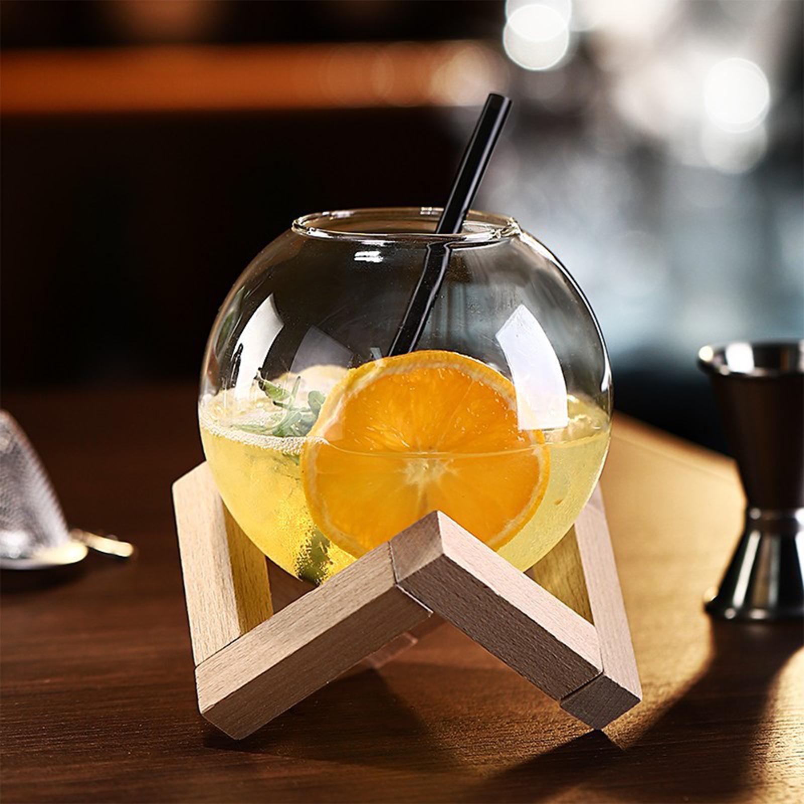 Cocktail Glass with Wood Stand Martini Glass for Wedding