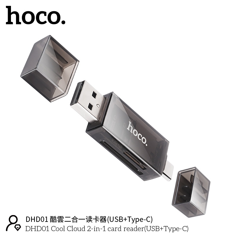 Đầu đọc thẻ nhớ đa năng TF SD 2 trong 1 tiện lợi 1 đầu USB, 1 đầu typec 480Mbps Hỗ trợ dung lượng 2TB - hàng chính hãng