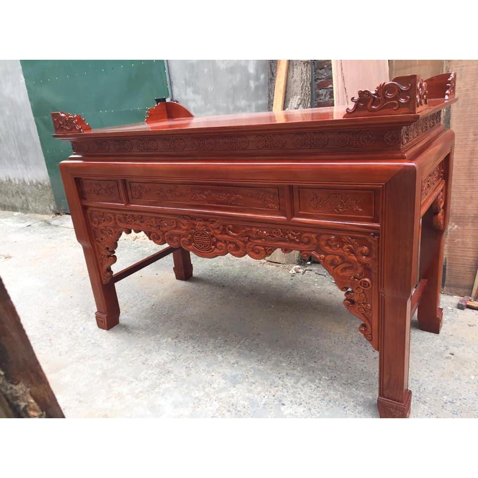 ban thờ gỗ gõ đỏ Kt 1m97x87 chân 12