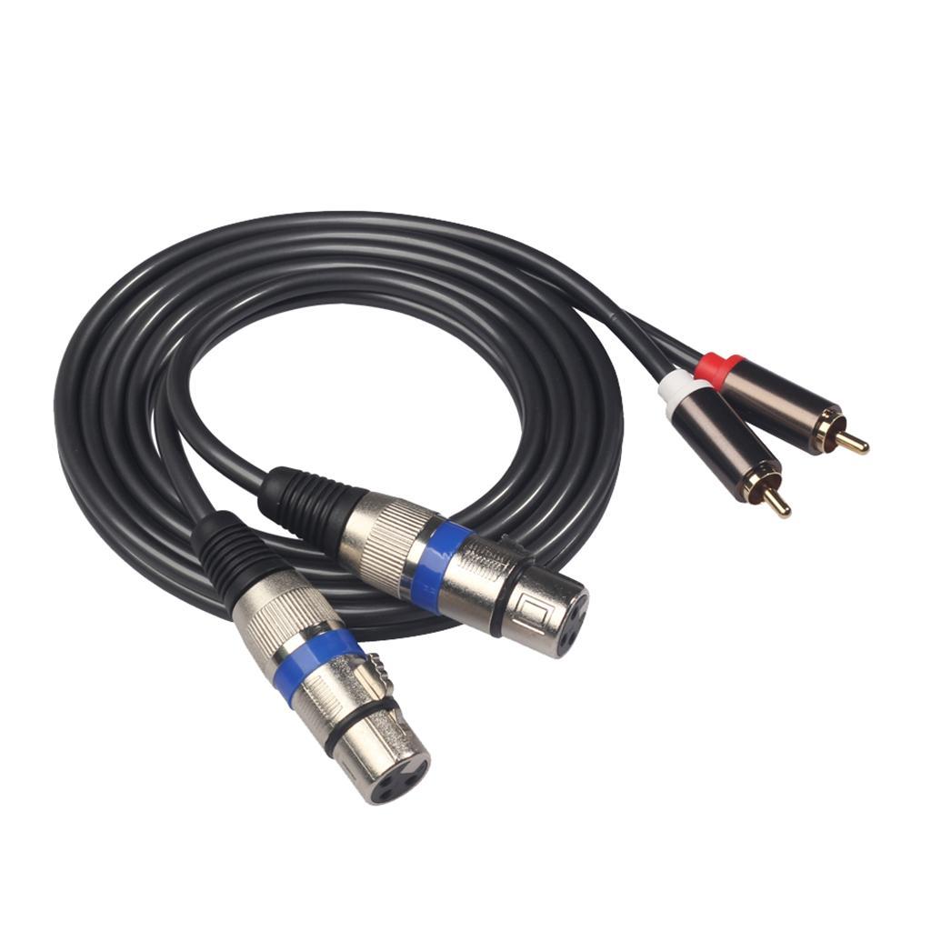 4.9ft XLR Female to RCA Male Cable, Gold Plated 2 RCA Male to 2 XLR Female