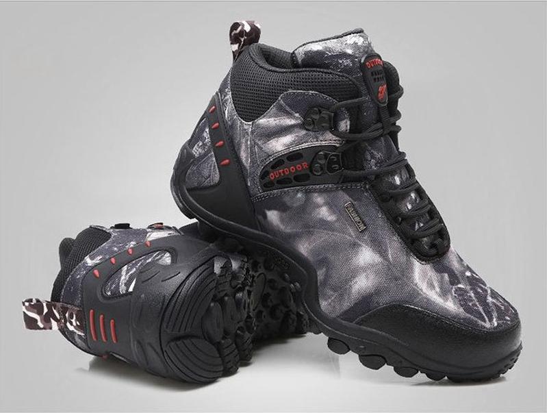 Men'S Outdoor Hiking Shoes Camouflage Matte Leather Waterproof Walking Shoes