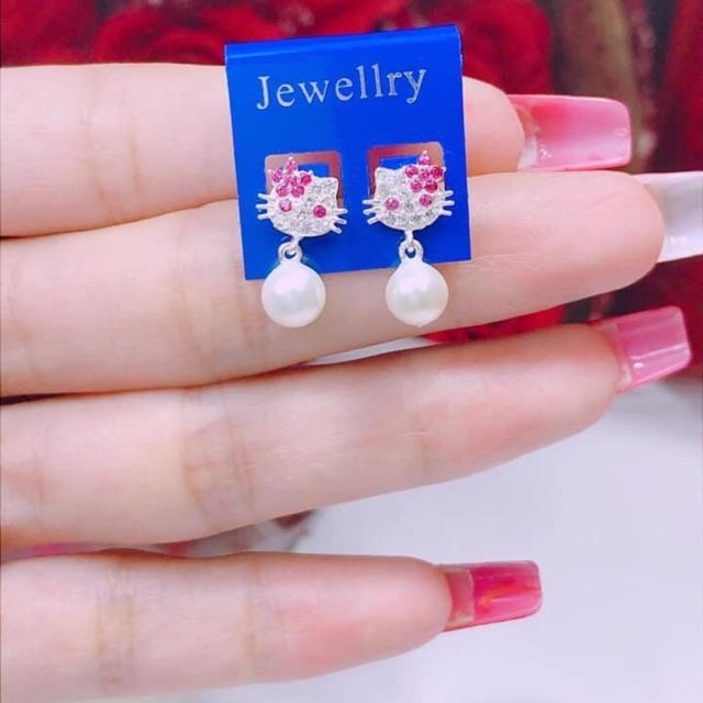 BÔNG TAI KITTY GẮN HẠT XINH XẮN