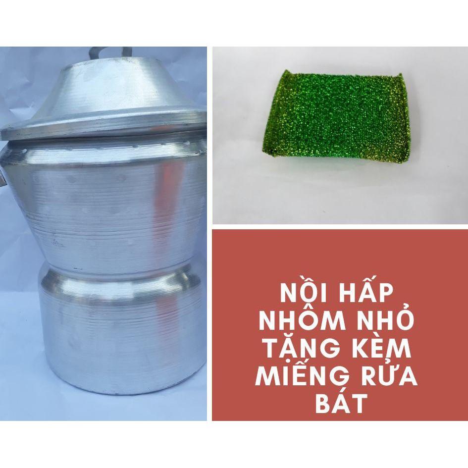 Nồi hấp nhôm cỡ nhỏ tặng miếng rửa bát tiện lợi