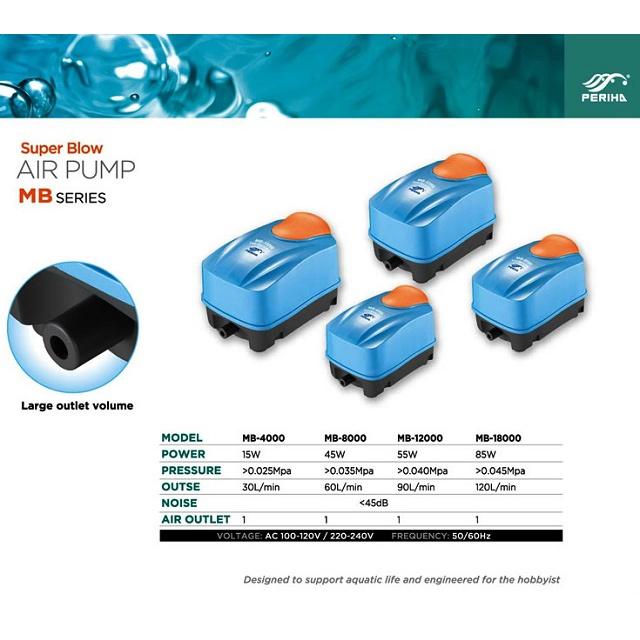 Máy sủi oxy công suất lớn 45W Periha MB-8000
