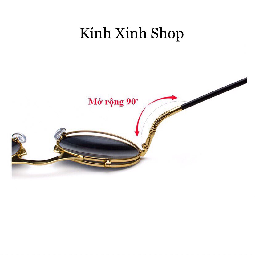 Kính Râm Mắt Tròn Thầy Bói 2 Tròng Mở Nắp 2in1 Chống Nắng, Chống Lóa Uv Cao Cấp - Có Thể Đi Ngày và Đêm