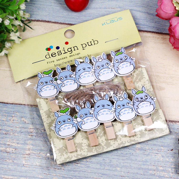 SET 10 Cái Kẹp Gỗ Sơn Design Pub hình Thú Toro (Tặng 1,5m dây cói)