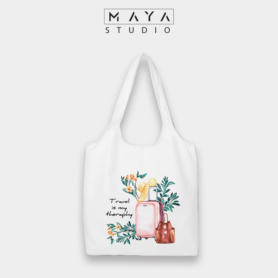 Album Túi tote BẦU MAYA vải Canvas uzzang LET TRAVEL phù hợp mọi lứa tuổi mang đi học đi chơi