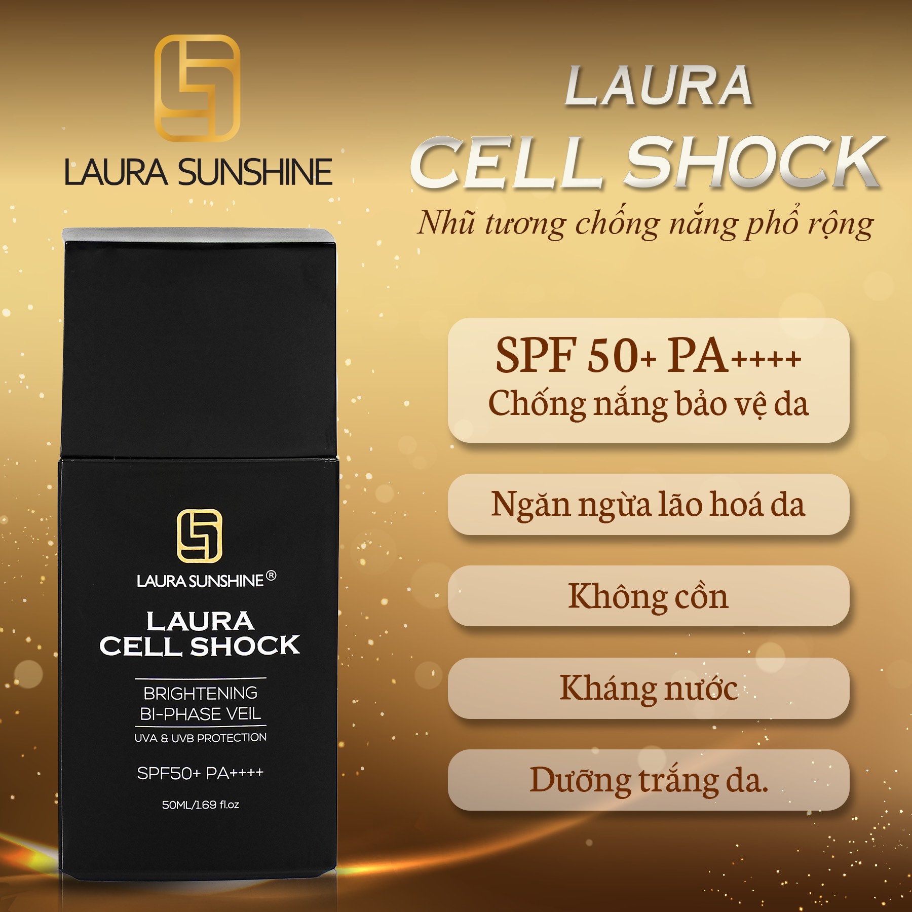 Nhũ tương chống nắng và làm trắng da 50ml - Laura Cell Shock