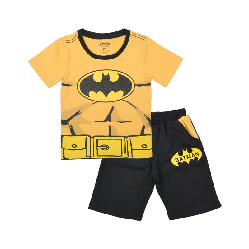 Quần áo trẻ em TrueKids, Bộ siêu nhân batman cho bé trai chất cotton 4 chiều quần phối vàng