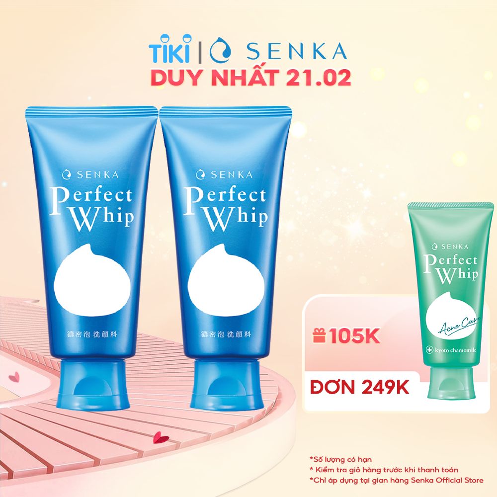 Bộ đôi Sữa rửa mặt tạo bọt tơ tằm trắng Sạch Sâu cho da dầu SENKA PERFECT WHIP 120g_70227