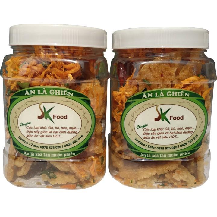 COMBO 2 HŨ CƠM CHÁY LẮC VÀ 1 HŨ KHÔ GÀ LÁ CHANH HIỆU SK FOOD