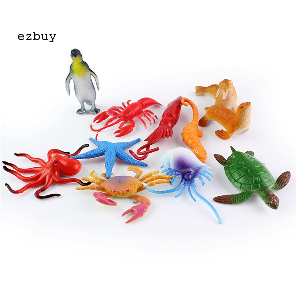 【EY】24Pcs Realistic Mini Sea Life Animal Whale Lobster Figures Educational Kids Toy