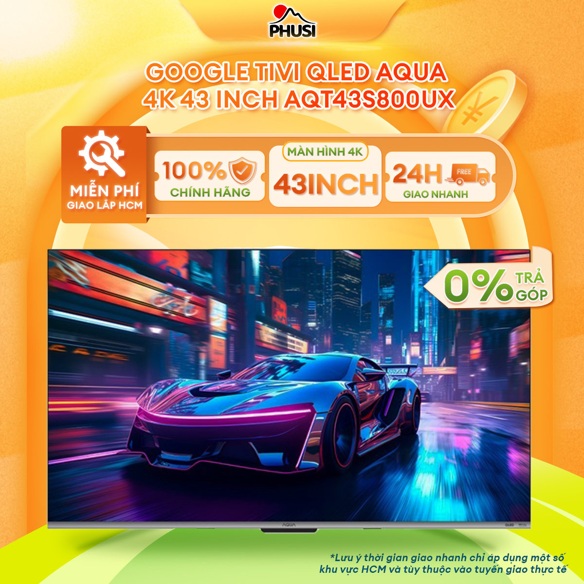 Google Tivi QLED Aqua 4K 43 inch AQT43S800UX- Hàng Chính Hãng - Mới 100%