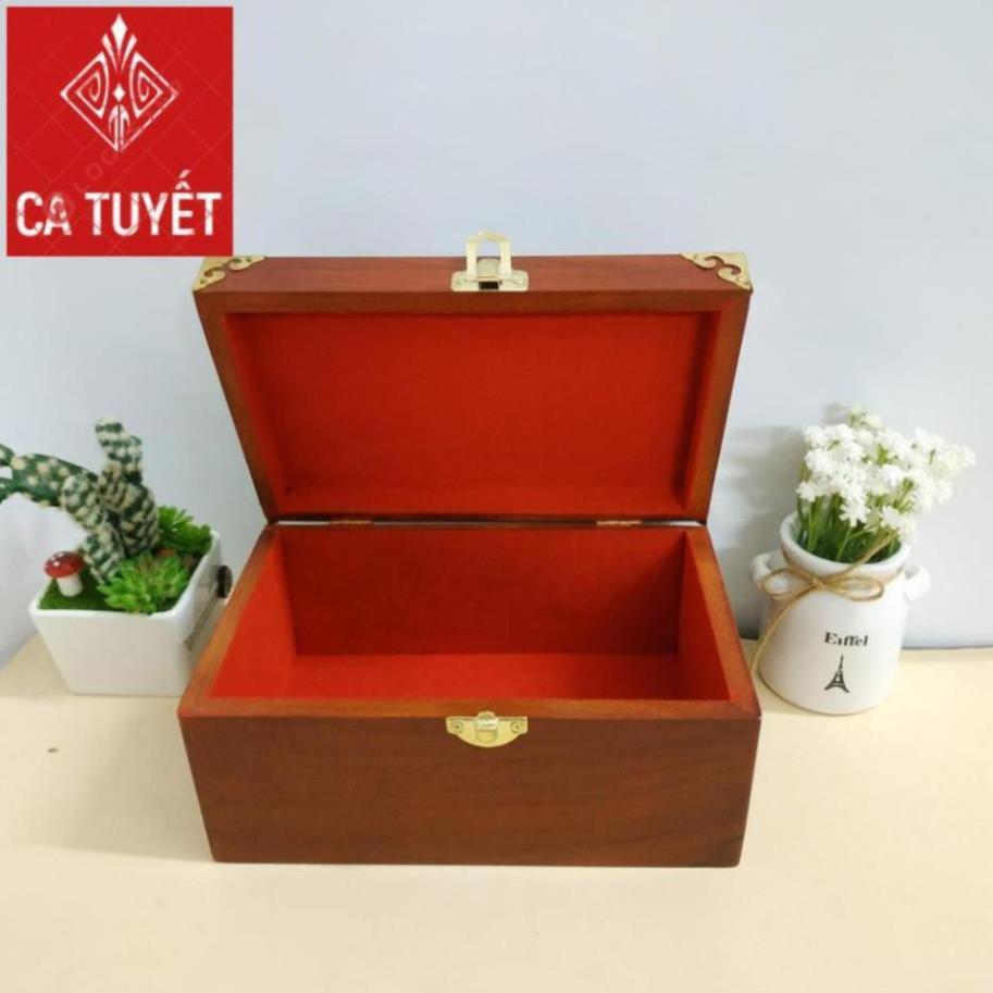 HỘP TRANG SỨC KHÓA ĐỒNG GỖ HƯƠNG CHUẨN 100%
