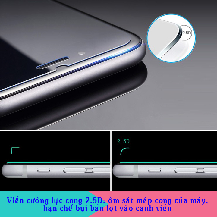 Miếng Dán Cường Lực Bảo Vệ Màn Hình Toàn Diện Cho Iphone 7 / 8 - Full Màn Hình - Màu Đen - Hàng Chính Hãng