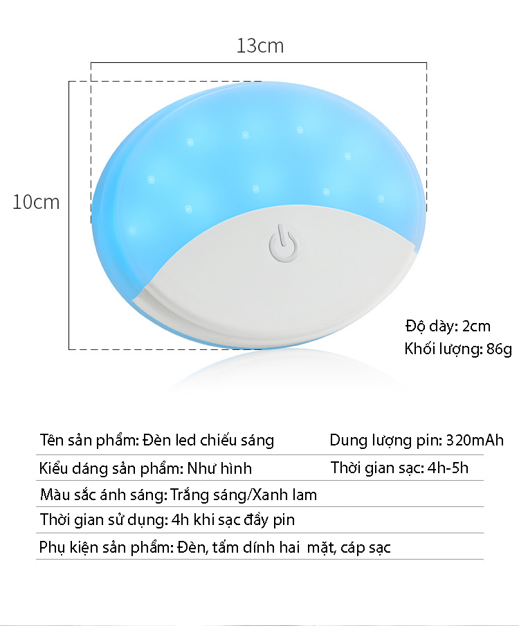 Đèn Led Đa Năng Dán Trần Ô Tô, Xe Hơi, Dán Tủ Quần Áo Hành Lang - Đèn Led Hai Màu Sạc Điện